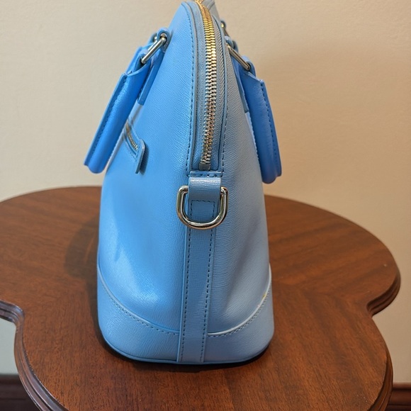 Dooney & Bourke  Satchel  shoulder bag  Saffiano light blue  front zipper pocket - Picture 5 of 15